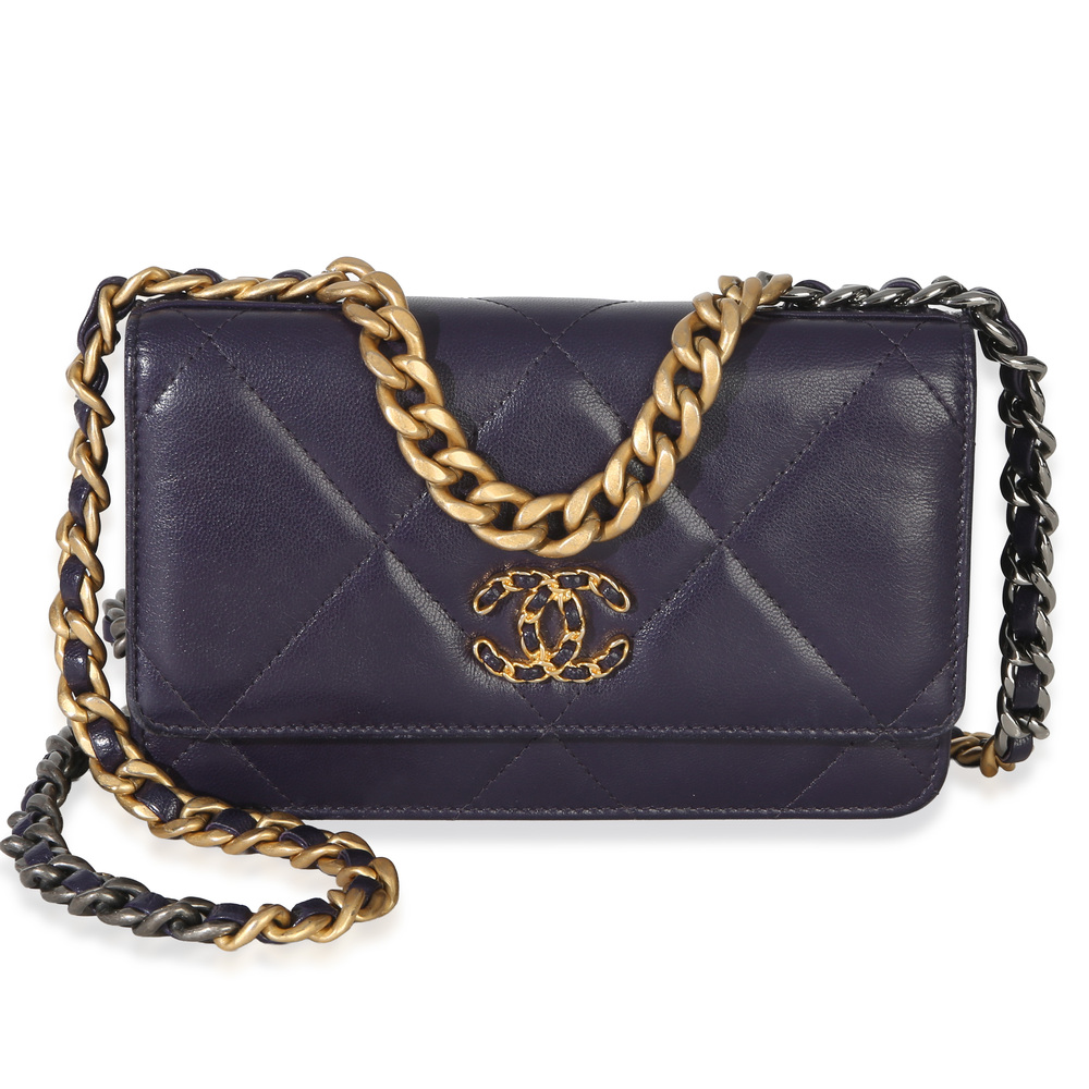 Chanel Purple Quilted Lambskin Chanel 19 Wallet On Chain